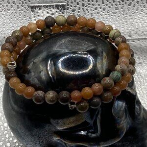 Witch B*tch Natural Honey Color and Marble Stone Coil Bracelet